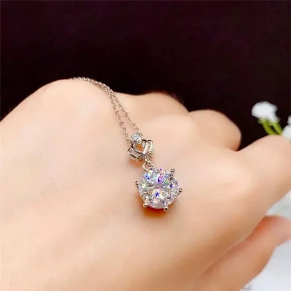 Certified 5ct. t.w. Diamond Moissanite Crown Necklace NEW - Picture 5 of 10